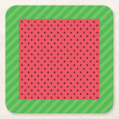 Watermeloen zomerfruit groen, roze/zwart voedsel kartonnen onderzetters (Voorkant)