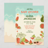 Watermeloen zomerstrand baby shower kaart (Voorkant / Achterkant)