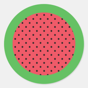 Watermeloen zomervrucht groene roze ronde sticker