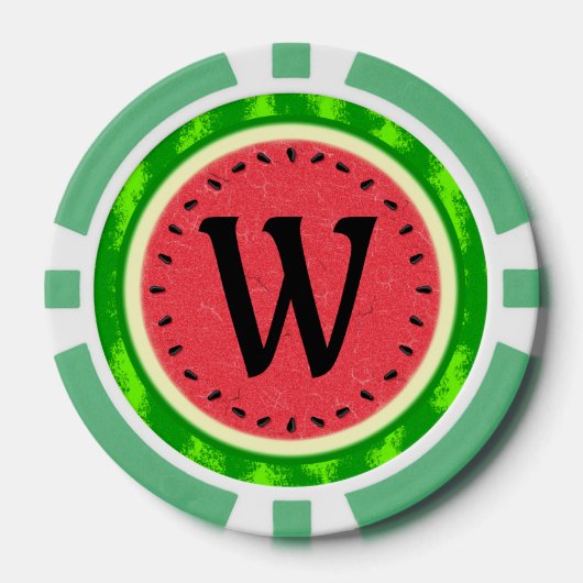 Watermeloen zomervruchten met windmolen poker chips (Voorkant)