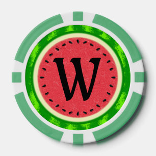 Watermeloen zomervruchten met windmolenparken poker chips