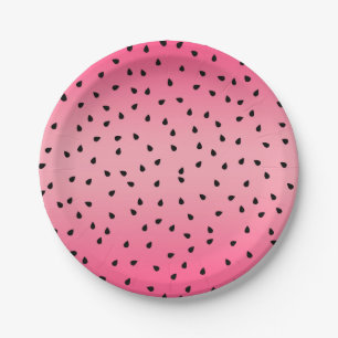 Watermeloen Zwarte Pitten Zomer Vibes Sappig Roze Papieren Bordje