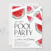 Watermeloen Zwembad Party Verjaardag Uitnodiging (Voorkant)