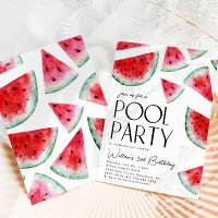 Watermeloen Zwembad Party Verjaardag Uitnodiging