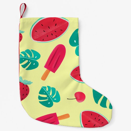 Watermeloenbladeren aardbei kleine kerstsok (Voorkant)