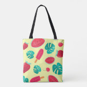 Watermeloenbladeren aardbei tote bag (Achterkant)