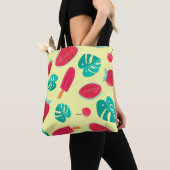 Watermeloenbladeren aardbei tote bag (Dichtbij)