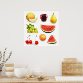 Watermeloenen Appeldruiven Cherry Pear Abriot Poster (Keuken)