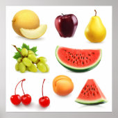 Watermeloenen Appeldruiven Cherry Pear Abriot Poster (Voorkant)