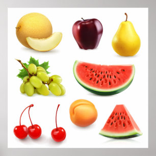Watermeloenen Appeldruiven Cherry Pear Abriot Poster