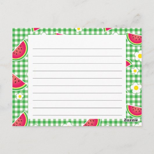 Watermeloenen en Daisies Recipe Card Briefkaart (Achterkant)
