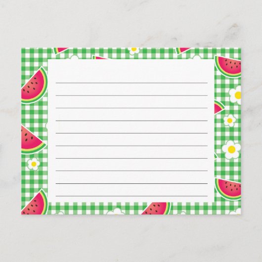 Watermeloenen en Daisies Recipe Card Briefkaart (Voorkant)