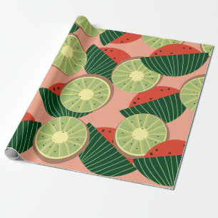 Watermeloenen en kiwi's cadeaupapier