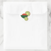 Watermeloenen en kiwi's ronde sticker (Tas)