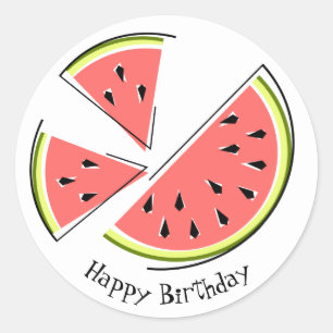 Watermeloenen Happy Birthday sticker round