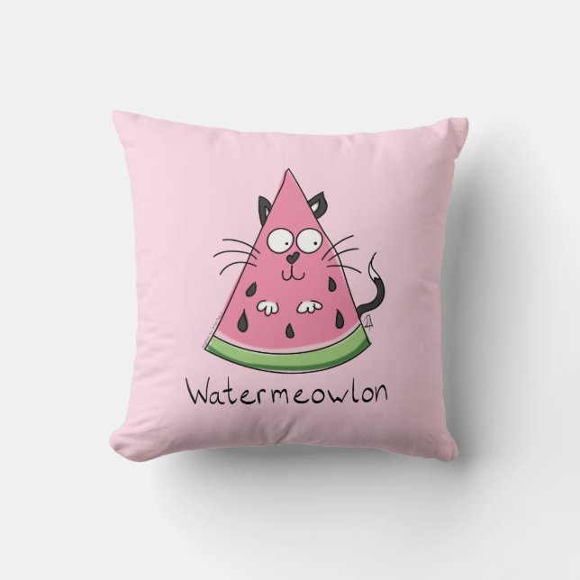Watermeloenen Kat Kinderen Kussen (Voorkant)
