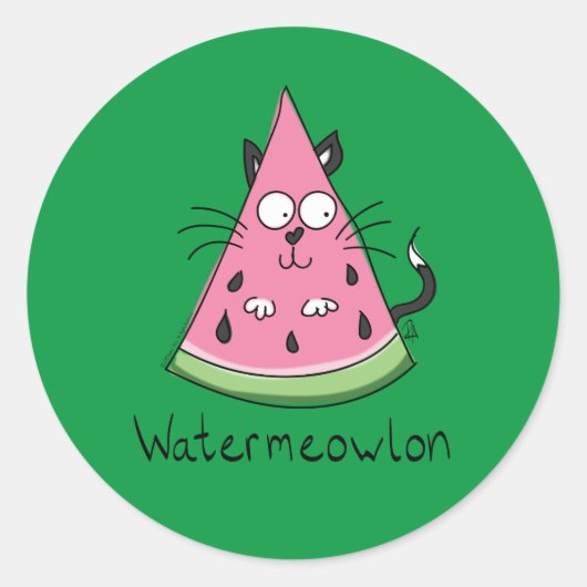 Watermeloenen Kat Kinderen Ronde Sticker (Voorkant)