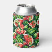 Watermeloenen, limoen, watermeloenbladeren, kleine blikjeskoeler (Blikje Voorkant)