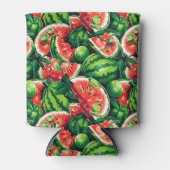 Watermeloenen, limoen, watermeloenbladeren, kleine blikjeskoeler (Voorkant)