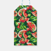 Watermeloenen, limoen, watermeloenbladeren, kleine cadeaulabel (Achterkant)