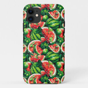 Watermeloenen, limoen, watermeloenbladeren, kleine Case-Mate iPhone case