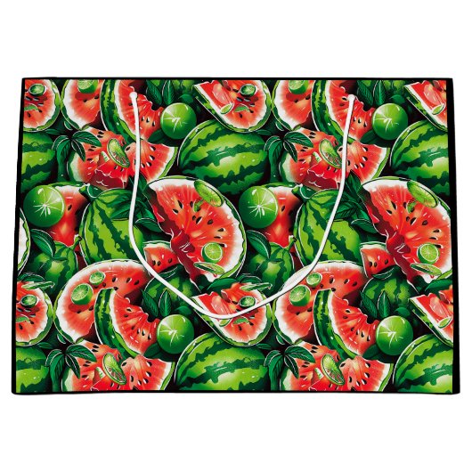 Watermeloenen, limoen, watermeloenbladeren, kleine groot cadeauzakje (Voorkant)