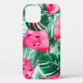 Watermeloenen, palmbladeren: tropisch naadloos pat Case-Mate iPhone case