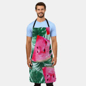 Watermeloenen, palmbladeren: tropisch naadloos pat schort (Gedragen)