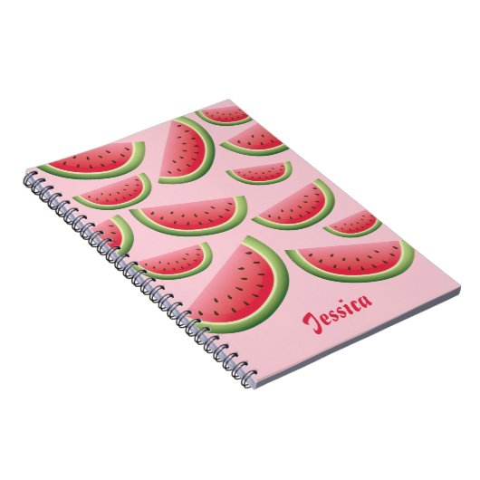Watermeloenen plakken op roze met persoonlijke naa notitieboek (Rechterzijde)