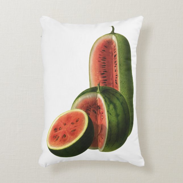  watermeloenen, ronde, organische voedselvruchten accent kussen (Voorkant(Verticaal))