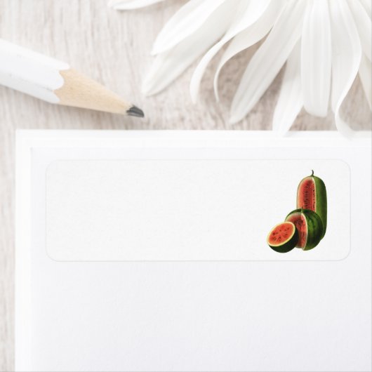  watermeloenen, ronde, organische voedselvruchten etiket (Insitu)