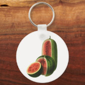  watermeloenen, ronde, organische voedselvruchten sleutelhanger (Voorkant)
