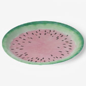 Watermeloenen Roze en Groene Handgekleurde Waterve Papieren Bordje (Gekanteld)