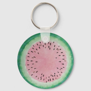 Watermeloenen Roze en Groene Handgekleurde Waterve Sleutelhanger