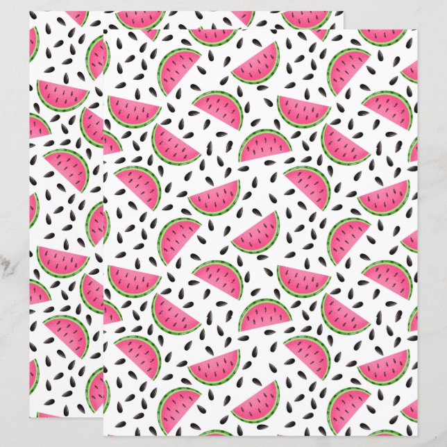 Watermeloenen Scrapbook Papier (Voorkant / Achterkant)