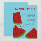 Watermeloenen Slices Summer Party Invitation Kaart (Voorkant / Achterkant)