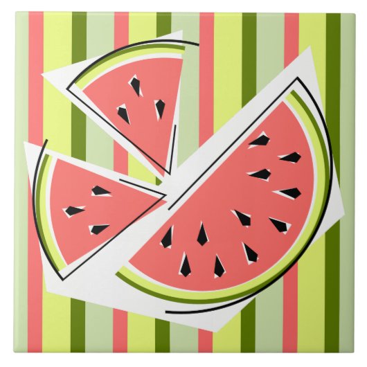 Watermeloenen Stripe Classic Tegeltje (Voorkant)