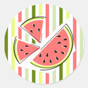 Watermeloenen stripe dunne sticker rond
