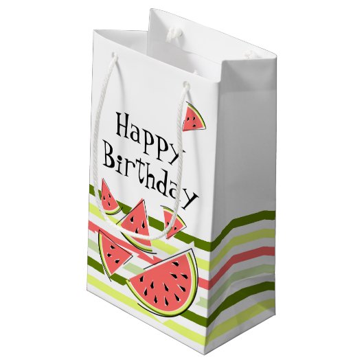 Watermeloenen stripe Thin Birthday Klein Cadeauzakje (Achterkant Gekanteld)