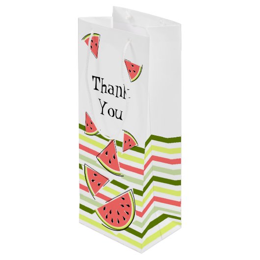 Watermeloenen stripe Thin Hartelijk dank Wijn Cadeautas (Achterkant Gekanteld)