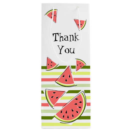 Watermeloenen stripe Thin Hartelijk dank Wijn Cadeautas (Achterkant)