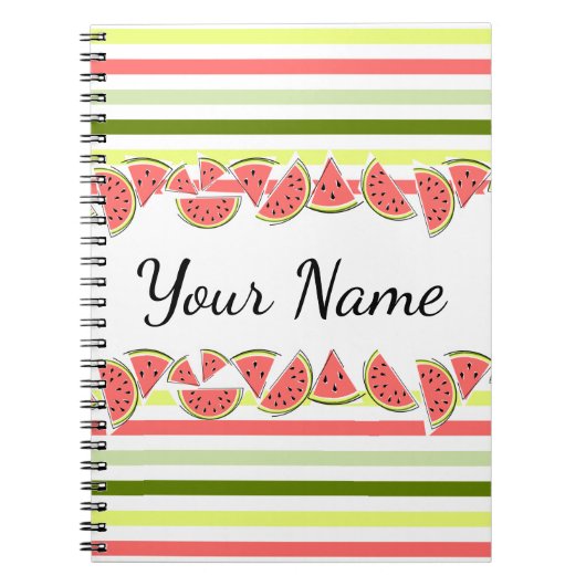 Watermeloenen Stripe Thin Name Notitieboek (Voorkant)