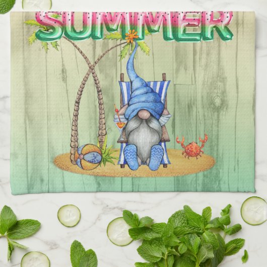 Watermeloenen voor Folie en strand met handpalm Theedoek (Gevouwen)