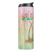 Watermeloenen voor Folie en strand met handpalm Thermosbeker (Gedraaid links)