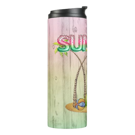 Watermeloenen voor Folie en strand met handpalm Thermosbeker (Gedraaid links)