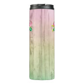 Watermeloenen voor Folie en strand met handpalm Thermosbeker (Achterkant)