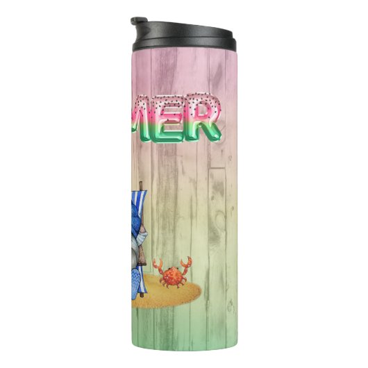 Watermeloenen voor Folie en strand met handpalm Thermosbeker (Geroteerd rechts)