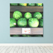 Watermeloenen voor verkoop, fruitstandaard, New Yo Canvas Afdruk (Insitu (Houten vloer))