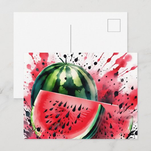 Watermeloenexplosie Waterverf Briefkaart (Voorkant / Achterkant)