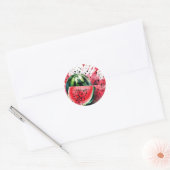 Watermeloenexplosie Waterverf Ronde Sticker (Envelop)
